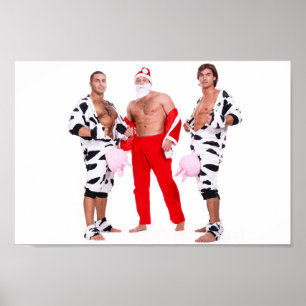 Poster Hot Guys Muscular Men Père Noël Outfit Funny Chris