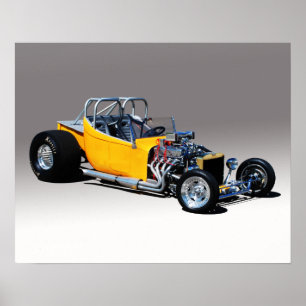 Poster hot rod vintage du seau T