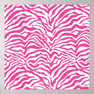 Poster Hot rose Zebra Imprimer Wild Animal Stripes Nouvea