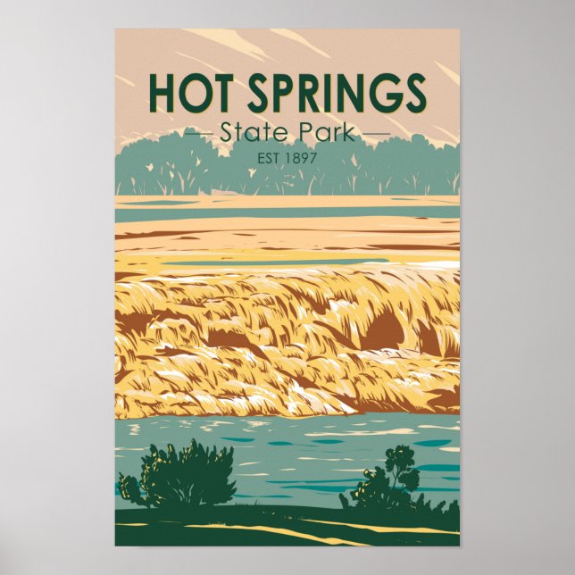 Poster Hot Springs State Park Wyoming Vintage (Devant)
