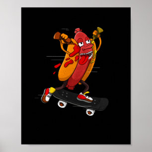 Poster Hotdog Skater Funny Patinage Bratwurst