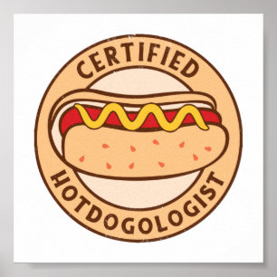 Poster Hotdogologue certifié Funny Hot Amoureux des chien