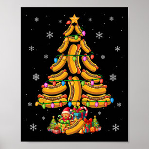 Poster Hotdogs Arbre de Noël Lumières colorées Nourriture