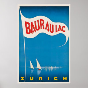 Poster Hôtel Baur Au Lac Zurich Suisse Vintage