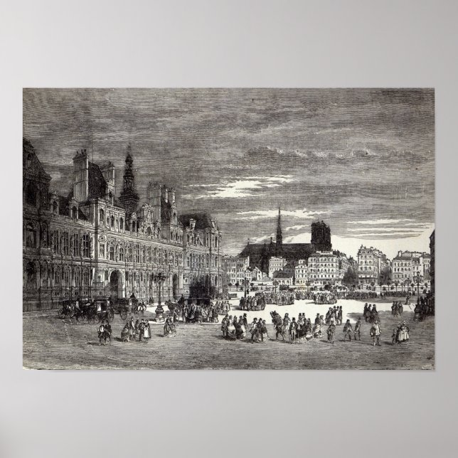 Poster Hôtel de Ville, Paris, 1847 (Devant)