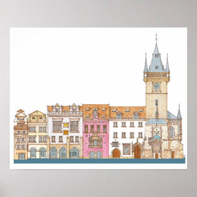 Poster Hôtel de ville. Prague Tchèque (Devant)