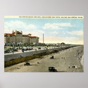 Poster Hotel Galvez, Galveston, Texas 1924 Vintage