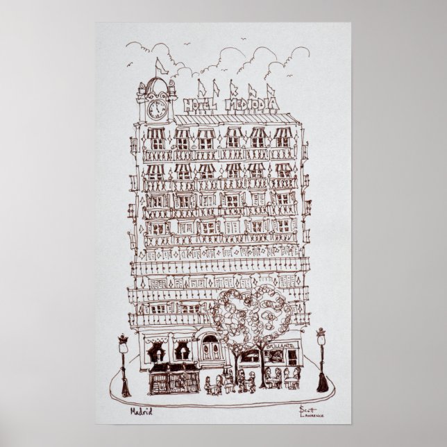 Poster Hotel Mediodia, Madrid, Espagne (Devant)
