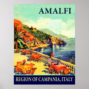 Poster Hôtel terrasse en Amalfi, Campanie, Italie, voyage