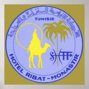 Poster Hôtel Vintage voyage Ribat à Monastir, Tunisie