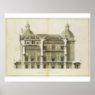 Poster Houghton Hall : section transversale du Hall et du
