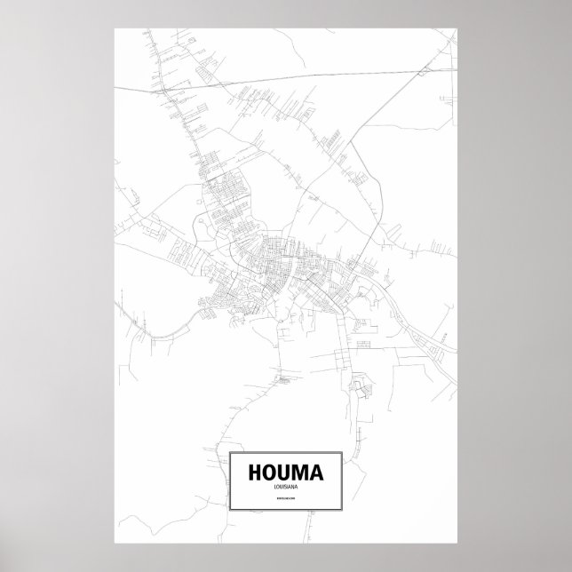 Poster Houma, Louisiane (noir sur blanc) (Devant)