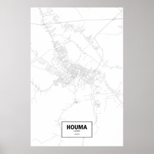 Poster Houma, Louisiane (noir sur le blanc)