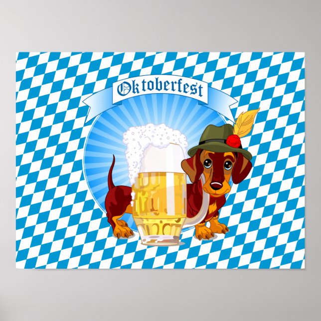 Poster Hound de la bière Oktoberfest (Devant)