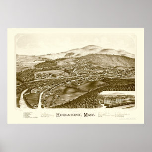Poster Housatonic, MA Carte panoramique - 1890