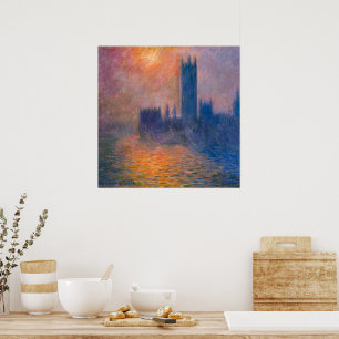 Poster Houses of Parliament, Coucher de soleil   Claude M