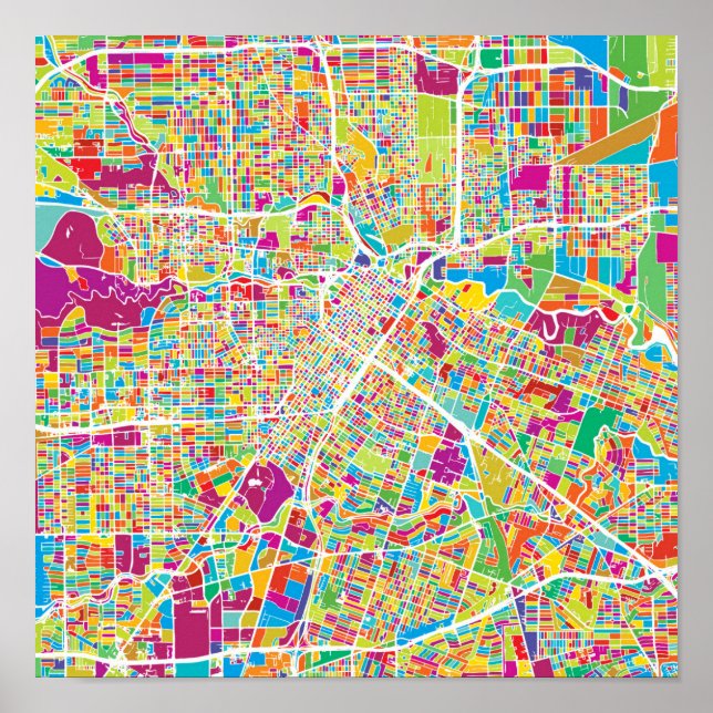 Poster Houston, Texas | Carte Neon (Devant)