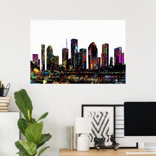 Poster Houston, Texas couvert de graffitis