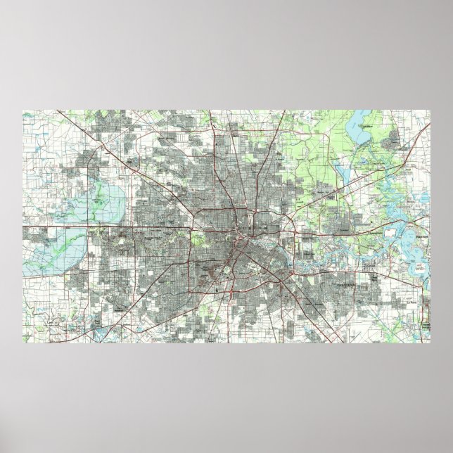 Poster Houston Texas Map (1992) (Devant)