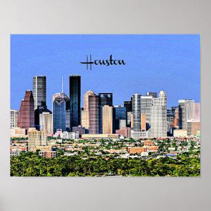 Poster Houston, Texas scenic cityscape photo
