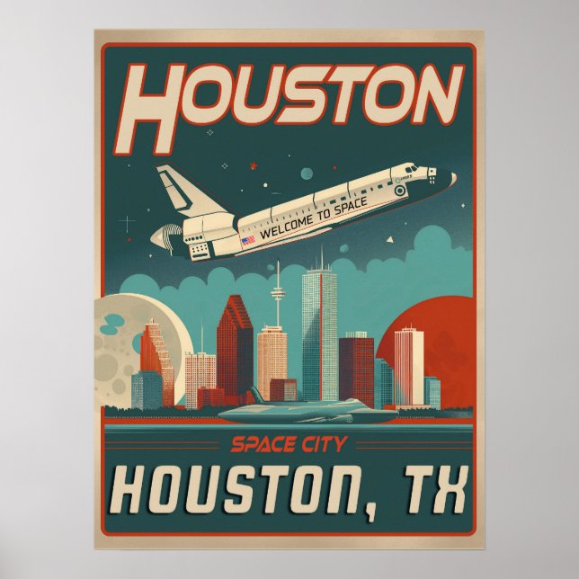 Poster Houston, Texas - Vintage (Devant)