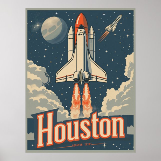 Poster Houston, Texas Vintage (Devant)