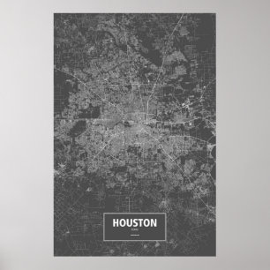 Poster Houston, Texas (white on black)