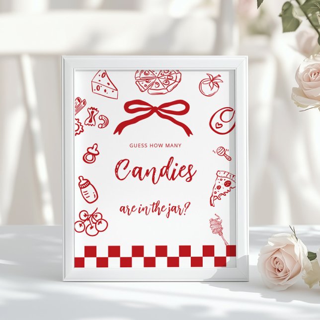 Poster How many candies Italian Red Bow Hand drawn game (Créateur téléchargé)