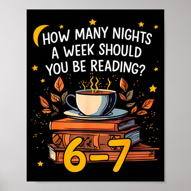 Poster How Many Nights A Week Should You Be Reading 6 7 L (Devant)