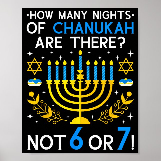 Poster How Many Nights Of Chanukah_ 6 7 Funny Jewish Meme (Devant)