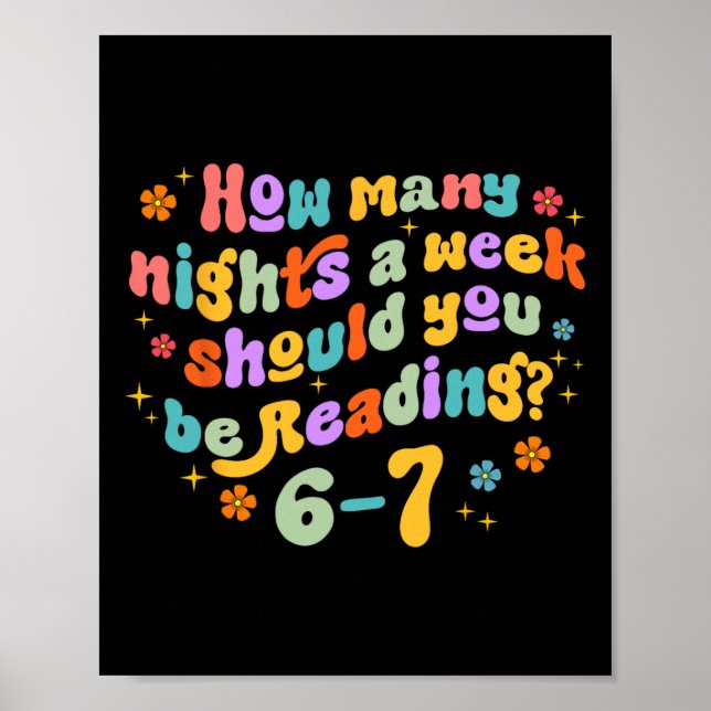 Poster How Many Nights Reading 67 Funny Meme Six Seven Te (Devant)
