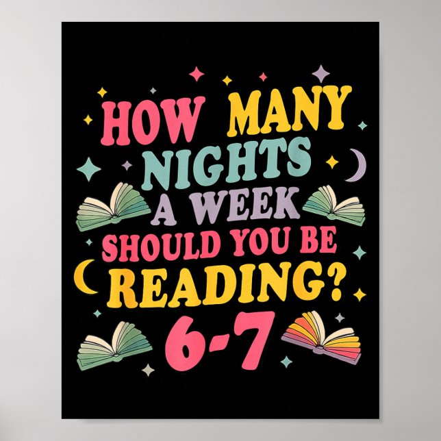 Poster How Many Nights Reading 67 Meme Six Seven Teacher  (Devant)