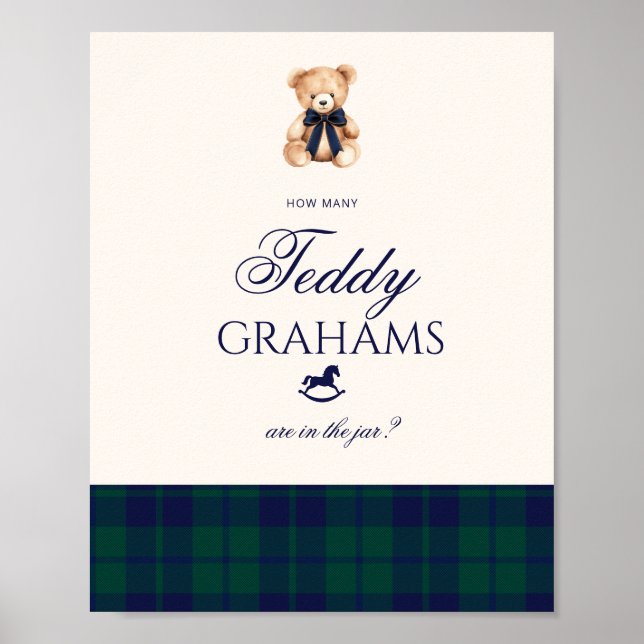 Poster How many teddy grahams Teddy Bear Red Bow (Devant)