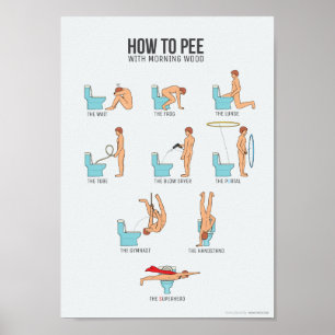 Poster How to Pee with Morning Wood (fits all A4 frames)
