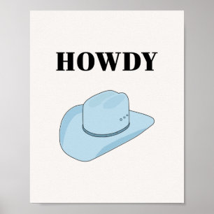 Poster Howdy Cowboy Casquette Baby Blue