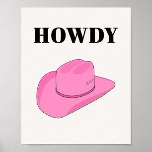 Poster Howdy Cowboy Casquette rose