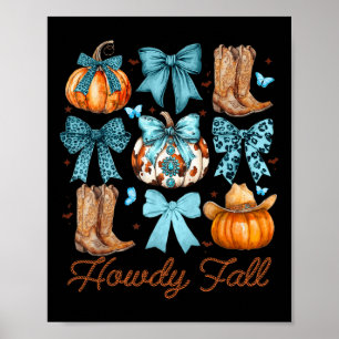 Poster Howdy Fall Citrouille occidental Coquette Bow Citr