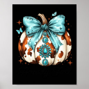 Poster Howdy Fall Western Citrouille Halloween Cowhide Pu