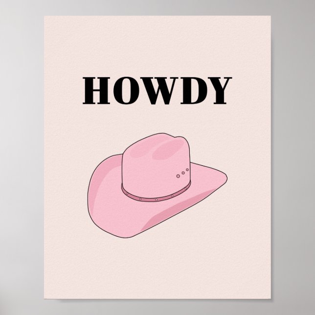 Poster Howdy Pink Cowboy Casquette (Devant)