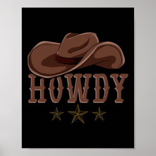 Poster Howdy Western Cowboy Casquette Country Cowboy