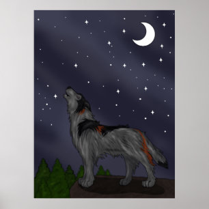 Poster Howling Wolf (Gray)
