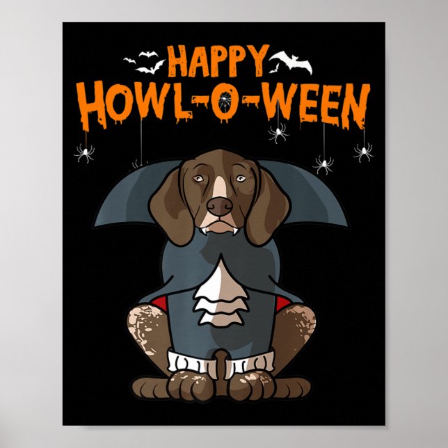 Poster Howloween Allemand Pointer Dog Halloween (Devant)
