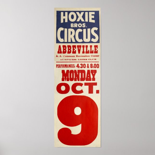 Poster Hoxie Bros. Cirque (Devant)