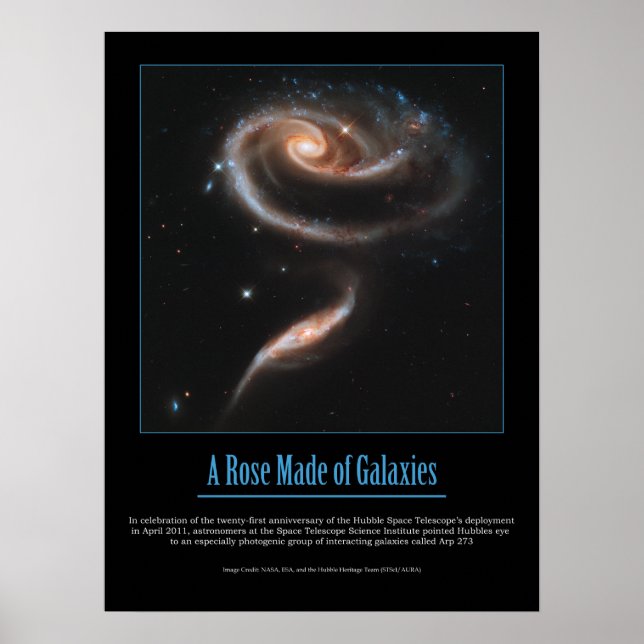 POSTER HUBBLE - UN ROSE FAIT DE GALAXIES (Devant)