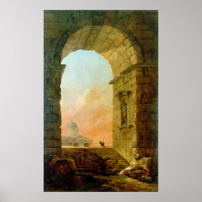 Poster Hubert Robert Paysage avec un Arc Saint-Pierre (Devant)