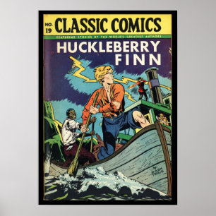 Poster Huckleberry Finn Mark Twain Couverture de livre co