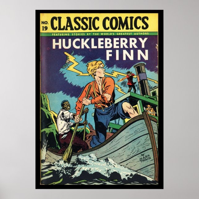 Poster Huckleberry Finn Mark Twain Couverture de livre co (Devant)