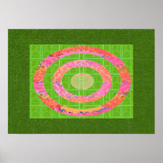 Poster HUE de vert et Chakra Oval Stainedglass rose