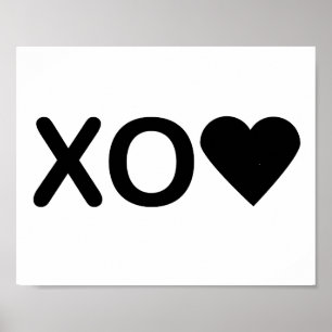 Poster Hugs et baisers XO Coeur noir