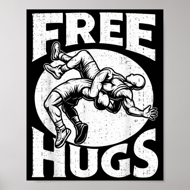 Poster Hugs Funny Wrestling Humor Wrestler Wrestle Men Wo (Devant)